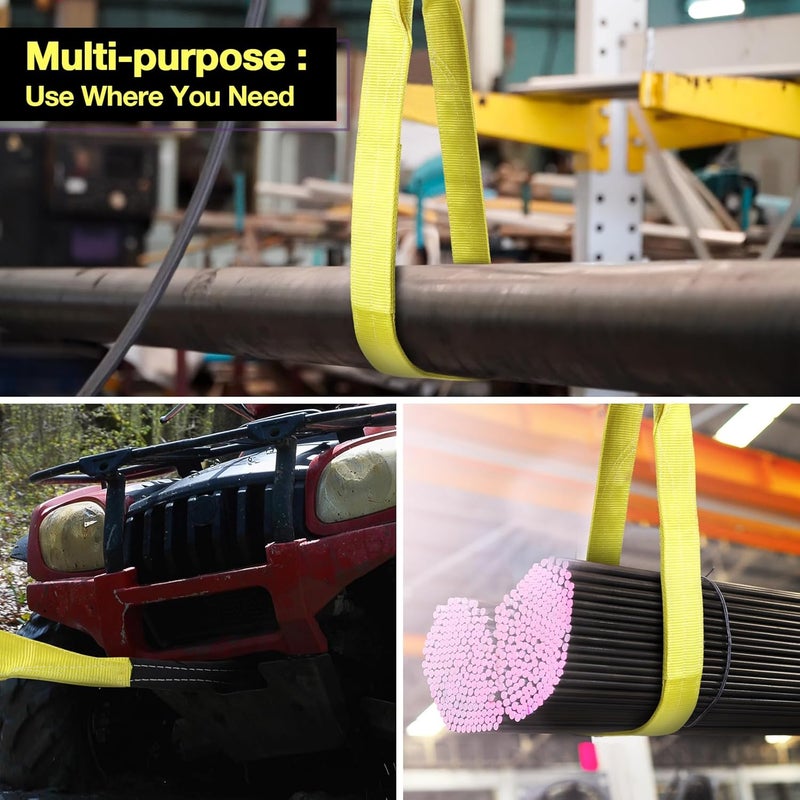 sumpluct Lift Sling Straps,3" x 8' 2-Ply Heavy Duty Flat Eye Lift Sling,Flat Eye Polyester Lifting Straps Tree Saver Recovery Strap Web Sling Rigging Securing Moving Tow Hoisting Gear Straps Kit 18000lb - Image 5